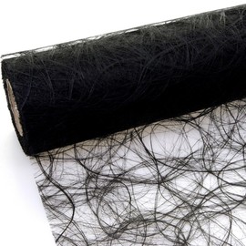 Sizoweb Table Runner - 25 Metre Roll + 100 Decorative Stars in Silver Free (20 cm Width, Black)