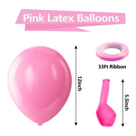 Bezente Pink Balloons Latex Party Balloons - 100 Pack 12 inch Round Helium Pink Balloons for Birthday Wedding Anniversary Baby Shower Gender Reveal Party Decoration