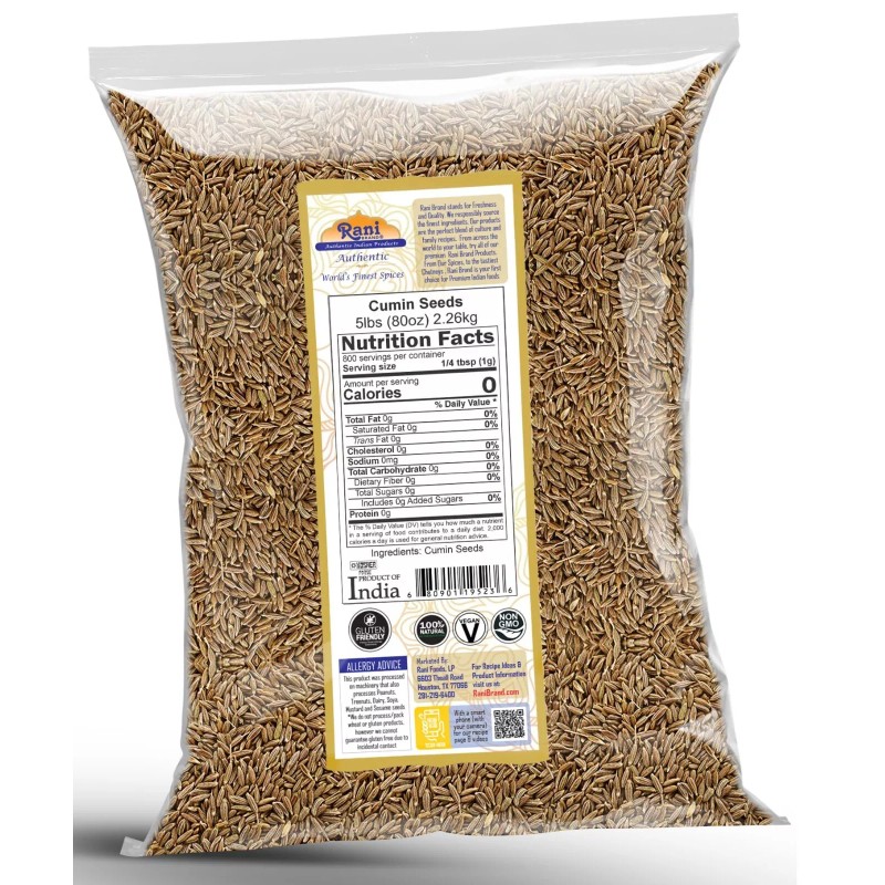 Rani Cumin Seeds Whole (Jeera) Spice 80oz (2.27kg) 5lbs