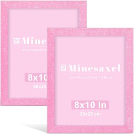 Minesaxel 8x10 Colorful Picture Frame Set of 2, Wall Gallery 8 x 10 Glitter Photo Frames, Sparkle Cute Fun Artwork Frame for Wall or Tabletop (Pink)
