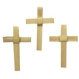 F.A. Dumont Hand Made Mini Palm Sunday Palm Crosses - Pack of 50-3" Tall, Tan/Yellow