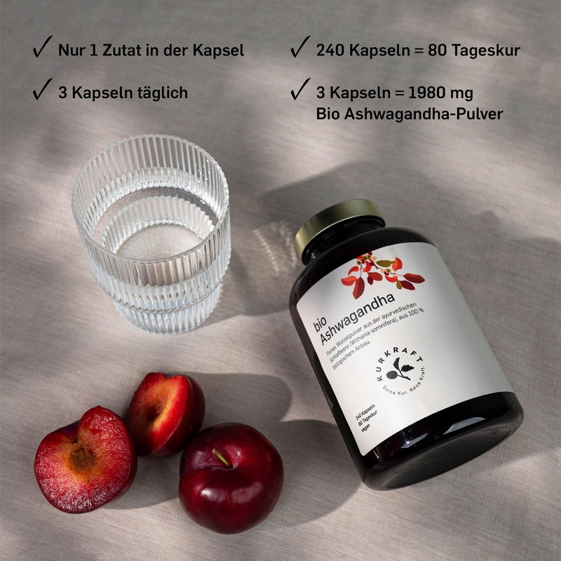 Kurkraft Original Organic Ashwagandha (240 Capsules with 660 mg Each)