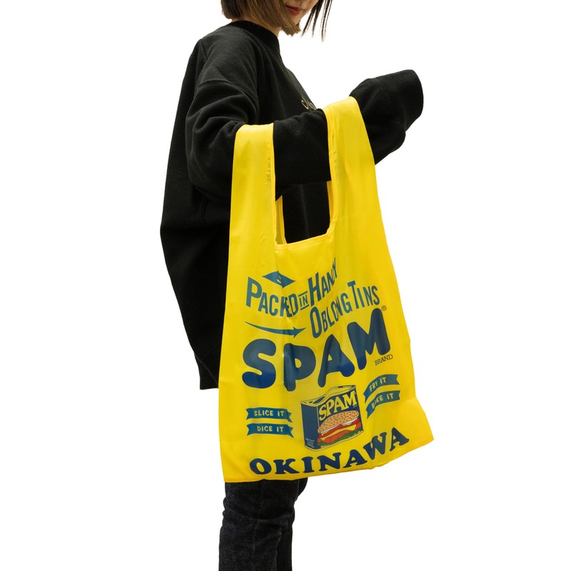 SPAM OKINAWA Eco Bag, Tote Bag, Lightweight, Yellow, Blue, White,