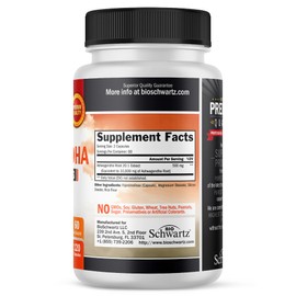 BioSchwartz Ashwagandha Supplements - Extra Strength Ashwagandha Capsules 500mg Per Serving - Gluten Free, Non-GMO, Made in The USA with Globally Sourced Ingredients, 60 Servings (120 Count)