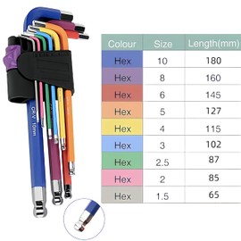 NBBENG Allen Key Set, Anti-Slip Long Ball End Hex Wrench Set for Furniture, Toys Bicycles Equipment Repair, Household DIY Case Package