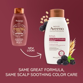 OGX Aveeno Blackberry Quinoa Protein Blend Sulfate-Free Shampoo for Color-Treated Hair Protection, Daily Strengthening & Moisturizing Shampoo, Paraben & Dye-Free, 12 Fl Oz (Packaging may vary)