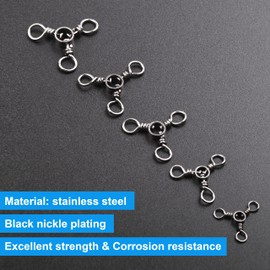 OROOTL 3 Way Swivels Fishing Connector, Three Way Fishing Swivel Tackle for Catfish Rig Trolling Line 30-220LB Stainless Steel Black Nickel Tri Swivels Saltwater Freshwater Fishing Accessories
