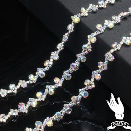 PEARLY JUN 273 cm Crystal Rhinestone Chain for Sewing Rhinestone Ribbon for Sewing Leather Shoes Rhinestones Tassel Chain DIY Bouquet Decoration Clothing Wedding Headwear