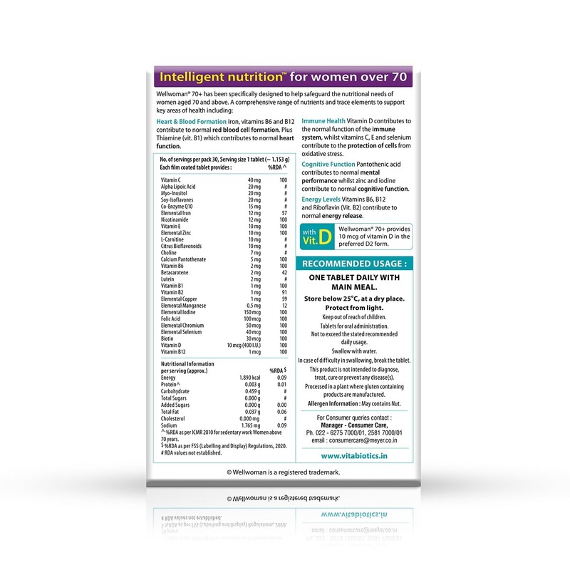 Generic Multivitamins for Women Over Age 70 with Biotin, Isoflavones,