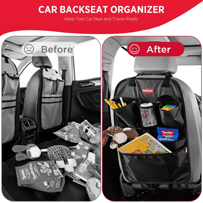 Rubbermaid Backseat Car Organizer, Kick Mats and Seat Back Protector,
