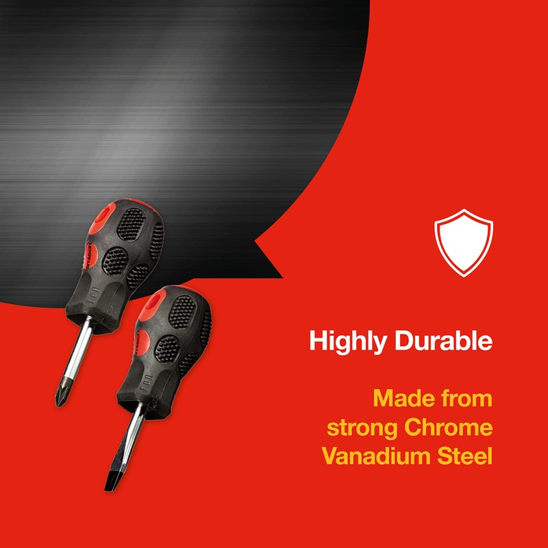 Amtech Stubby Screwdriver Set - Hand Tools for Home DIY,