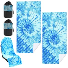 Hahafelt 1 Pack Car Seat Towel Covers with Storage Bag Seat Post Workout Sweat Washable Cover Non Slip for Car Towel for Dog Pet Workout Outdoor Sport Activities (Blue Tie Dye)