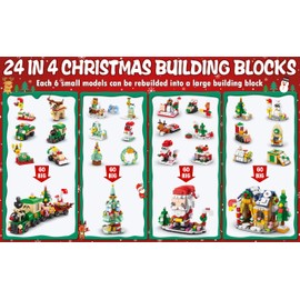 Kids Advent Calendar 2023 - Christmas Building Blocks Holiday Gifts for kids Teen 24 Days Surprise Gift Box Christmas Countdown Calendar for Girl Boys 6 in 1 Xmas Building Toys Gift Basket for Age 6+
