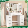 Yamissi Large Vanity Set Dressing Table with LED Lighted Mirror