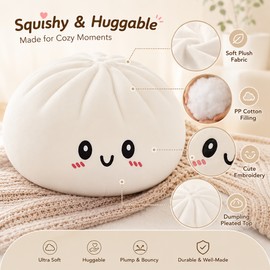 Dumpling Plush Pillow for Hugging & Decor – Soft Stuffed Food Toy Cushion for Beds, Sofas & Cute Gifts