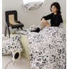 KAREVER Black Botanical Comforter Set Queen White Black Floral Plant