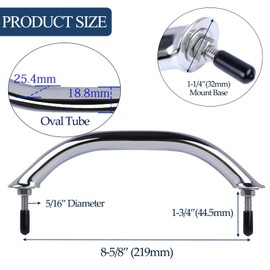 8" Boat Grab Bar 316 Stainless Steel Polished Grab Handle Handrail Hardware Multipurpose