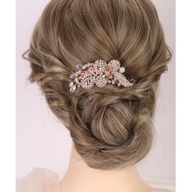 Chargances Vintage Crystal Inlaid Hair Comb Wedding Silver Rhinestone Long Teeth Hair Side Combs Bridal Slide Hairpins Barrettes Hair Accessories for Women Brides (Silver)