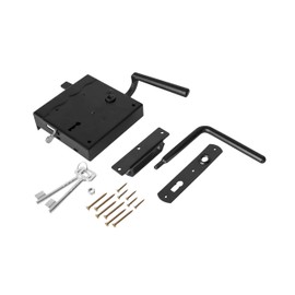 ADGO Lock for Doors and Gates Lock with Key Box Lock with One Valve Right Door Locking Plate Powder Coated Steel Handle Stainless Steel Black 100 mm