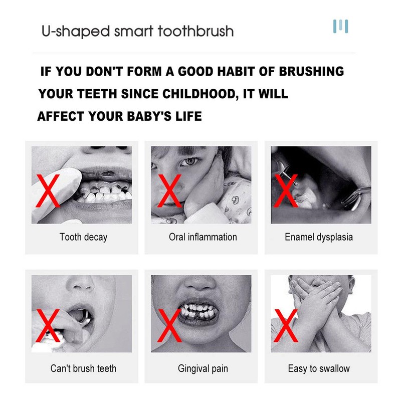 U Shape Electric Toothbrush IPX7 Waterproof 360° Cleaning USB Charging