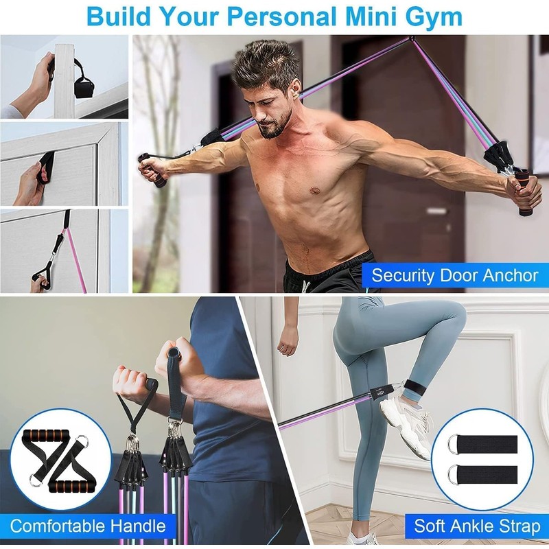 Peacafulife 200 Lbs Resistance Bands Set, Exercise Bands with Door