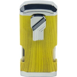 Ever Tech Triple Jet Torch Flame Refillable Butane Wooden Lighter Adjustable Cigar Punch - Silver