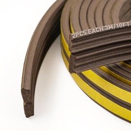 BIGTEETH Weather Stripping Door - E Shape 4mm x 9mm Rubber Door Seal Strip,Weather Stripping Window Self-Adhesive Window Seal Strip(Brown)