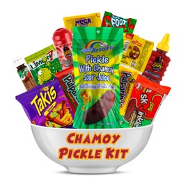 Arcoiris Sour Chamoy Pickle Kit,Mexican Candy Mix Ready to make the Famous TikTok Trend, Includes Original Sour Dill Pickle, Baby Lucas, Lucas Gusano, Skwinkles Salsaghetti & Pulparindo by LookOn