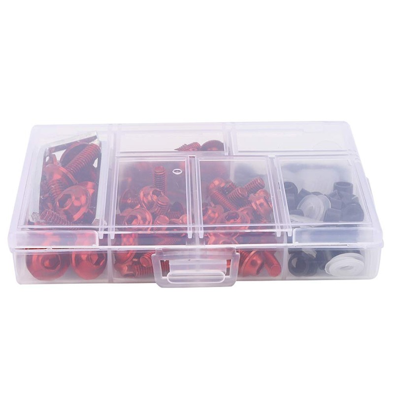 MUNEFE Fairing Bolts Kit, Motorcycle Fairing Bolt Kit, Red Aluminum