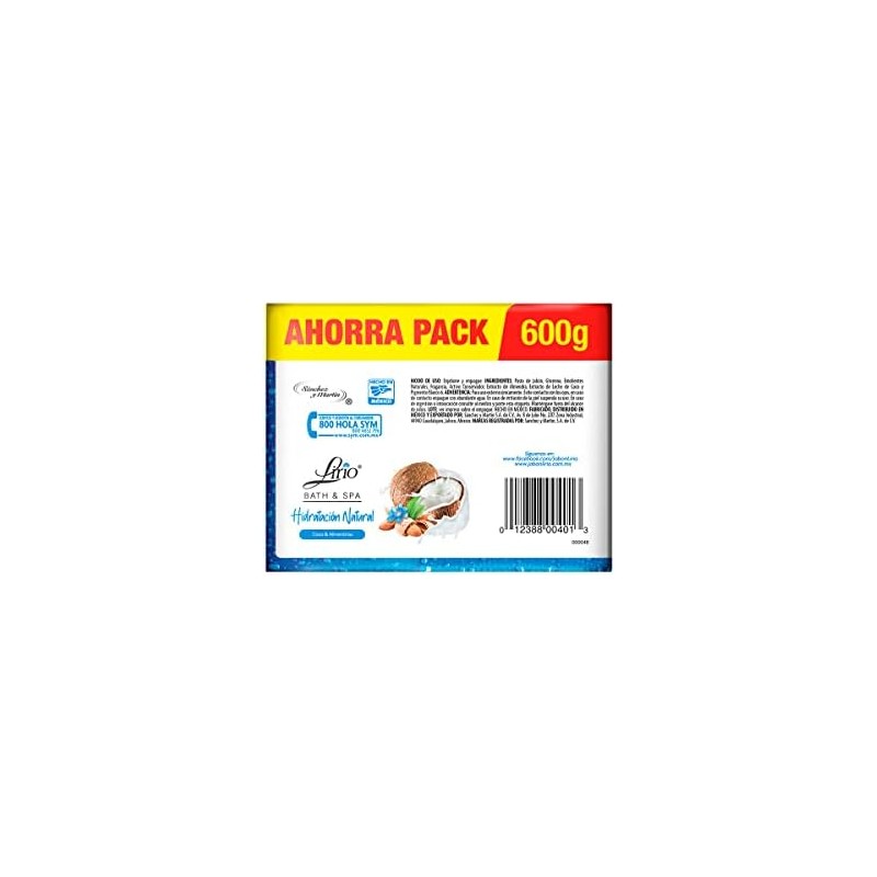 Jabón en barra Lirio Bath & Spa Coco 150g 4