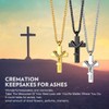Richsteel Double Cross Cremation Necklace, 2 Crucifix Pendant & Resizable