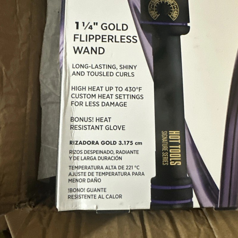 HOT TOOLS Pro Signature Flipperless Gold Curling Wand 1-1/4 Inch