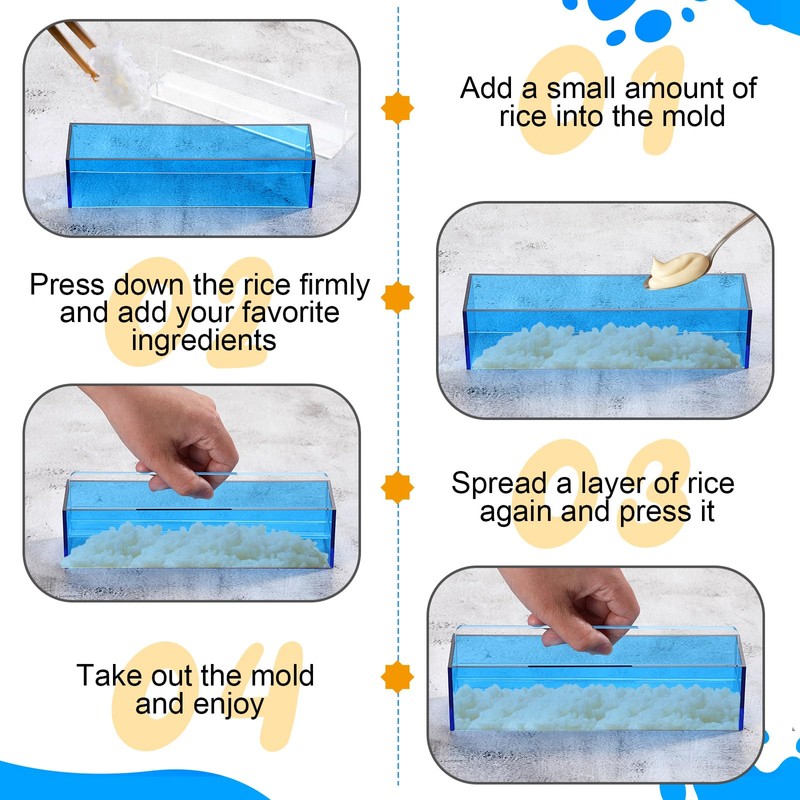 Baderke 2 Sets Acrylic Sushi Making Kit Large Musubi Mold