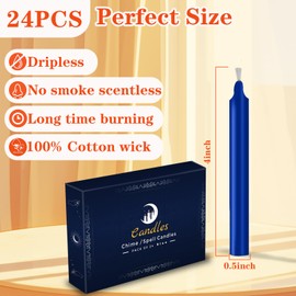 Kunrsug 24 Pack Blue Spell Chime Candles – Premium Mini Unscented Taper Candles for Rituals, Prayer, Birthdays, Meditation, Altar, Spells, Chime Candles - 4 Inch Tall - Ideal for Witches