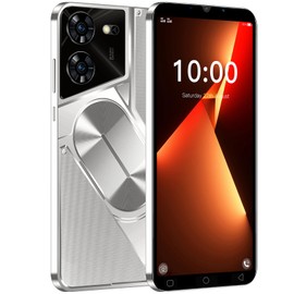 MsMga Affordable Smartphone, 16GB ROM (Scalable to 128GB), 5.0 Inch IPS Display, Android 9.0 OS, Dual SIM Dual Cameras, Face ID 3G Mobile Phones (Pova5Pro-Silvery)