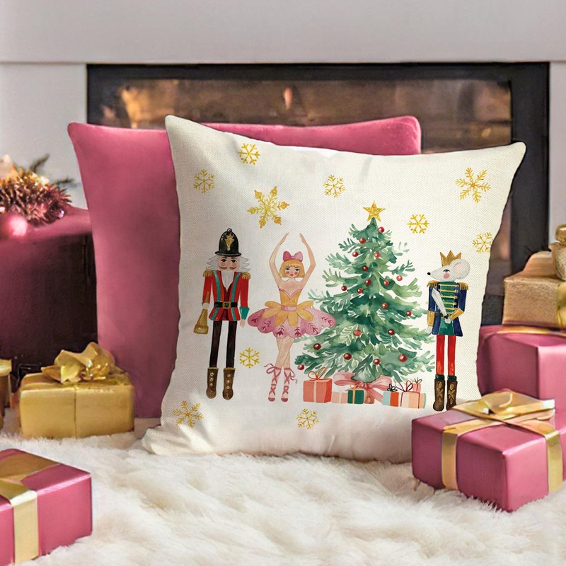Fahrendom Christmas Nutcracker Decorative Throw Pillow Covers 18 x 18