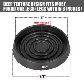 Rubber Castor Cups 3 IN, 8 PCS Carpet Protector Cups, Non Slip Furniture Coasters, Premium Caster Cups Furniture Pads, Sofa Feet Protectors for Wooden Floors - Fits All Furniture Leg Protection