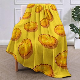 VANZEV Chicken Nugget Throw Blanket Gifts for Food Lover Women, Yellow Chicken Nugget Blankets for Living Room Home Decor, Cozy Flannel Chicken Nugget Plush Throws 50"x60"