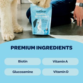 Ready Pet Go! 12-in-1 Complete Multivitamin for Dogs | Dog Multivitamin Chewable with Glucosamine Chondroitin & Digestive Probiotics for Dogs of All Ages and Sizes | NASC Certified & Made in The USA | 60 Chews