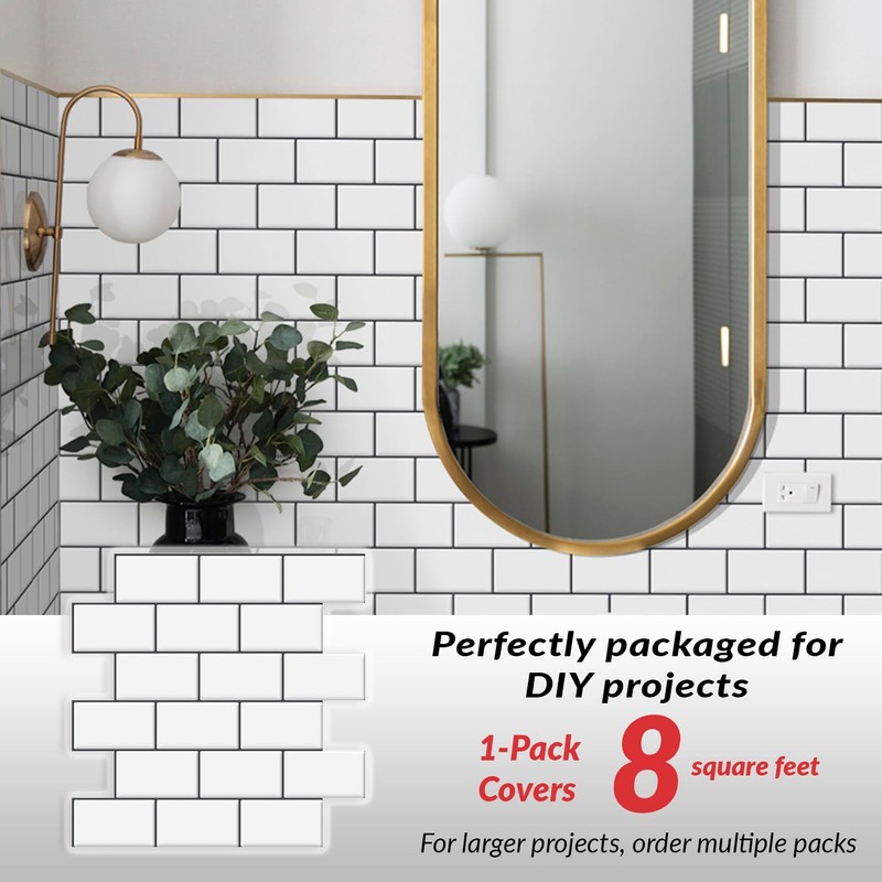 DÉCOR WOW Peel & Stick Backsplash for Kitchen & Bathroom,