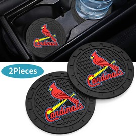 EMIJOY Car Cup Holder Coasters for Baseball Fans, 2.75'' Round Silicone Non-Slip Car Cup Mat, Black and White