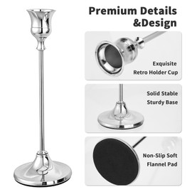 CHILL RECIPE Silver Candlestick Holders Taper Candle Holder, Vintage Modern Candle Stick Holders Set Bulk for Home Decor Table Mantel Decorative Centerpiece Party Festival Decorations(2 Set 6Pcs)