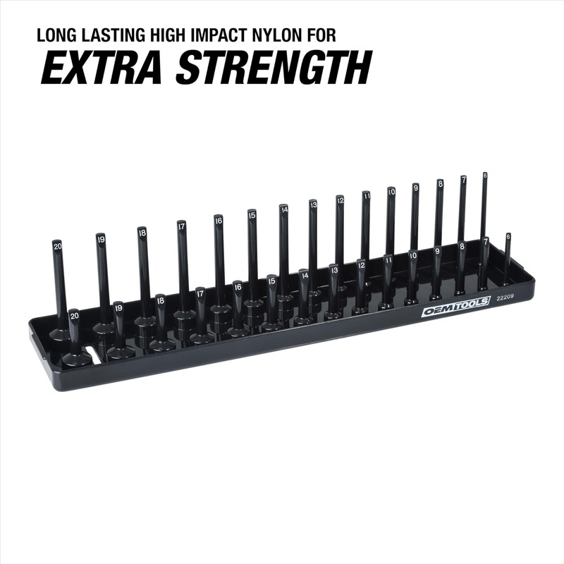 OEMTOOLS 22209 3/8" Drive Socket Tray - Metric, black