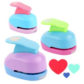 Heart Punch Set of 3 Motif Punch Paper Punch Set 9 mm 16 mm 25 mm for Paper Valentine's Day DIY Scrapbook Photo Album Craft with Paper