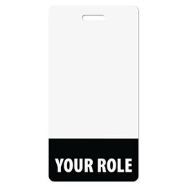 Customizable Black Vertical Badge Buddy ID Backer Card - Double Sided Print on a Hard PVC Card - Durable and Waterproof - 20 Pack