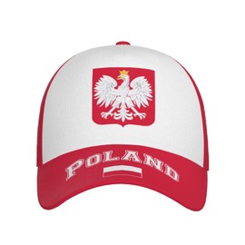 Polish Flag Baseball Cap for Men Women, Fashion Flag of Poland Hat Adjustable Sun Protection Visor Caps Trucker Hat Patriotic Dad Caps