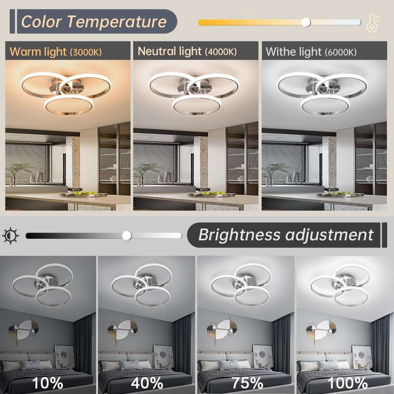 Led Ceiling Light Fixtures, Dimmable Modern Led Ceiling Light with