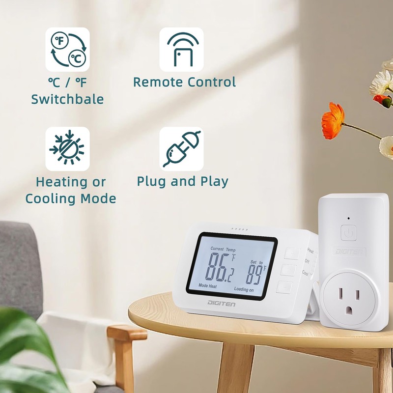 DIGITEN Wireless Thermostat WTC100 Pro Temperature Controller for Cooling &
