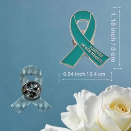 20 Pcs Funeral Ribbon Awareness Pins Memorial Lapel Brooches Forever In Our Hearts For Mourning Event, Small, Metal, no gemstone