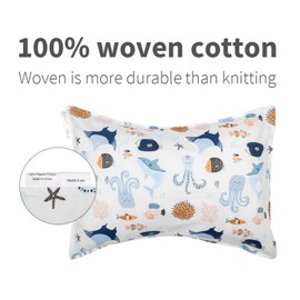 ALVABABY Toddler Pillowcases 2 Pack Organic Cotton Kids Pillow Cover Fit 13"x 18" or 12"x16" Envelope for Girl Boy Sleepy Travel